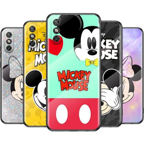 Tempered Glass Cover Disney Minnie Mickey Mouse For Huawei Y6 Y7 Y9 Y5P Y6P Y8S Y8P Y9A P Smart Z 2019 2020 2021 Phone Case
