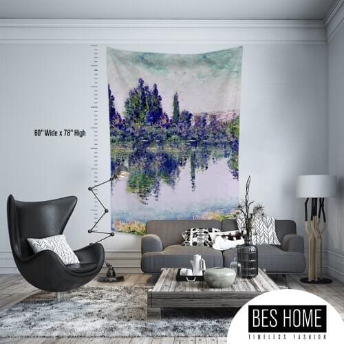 Claude Monet - Morning On The Seine Near Vetheuil,Tapestry, Textile Wall Hang, Wall Decoration, master Piece Tapestry