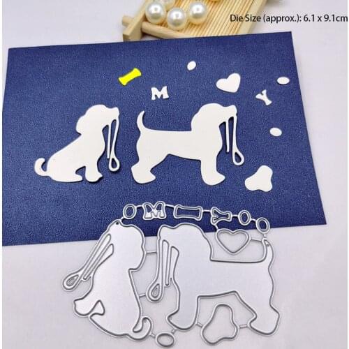 Two Dog With Rope Metal Cutting Dies Scrapbooking Embossing Folders for DIY Album Card Making Craft Stencil Greeting Photo Paper