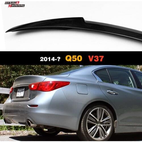 Carbon Fiber Glossy Rear Trunk Spoiler Boot Lip For Infiniti Q50 4-Door Sedan 2014 -2020 V37 Car Styling Spoiler Tail Wings