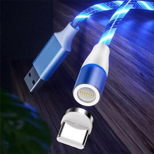 Hotest 3A Data Glow LED Lighting Magnetic Micro USB Type C iOS Charging Cable 7 Pin Data Wire Quick Charger Magnet Mobile Cable