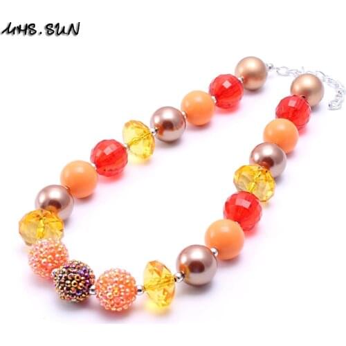 MHS.SUN Thanksgiving Kids Chunky Bubblegum Necklace Girl Children Chunky Beads Necklace Jewelry Gift For Infant