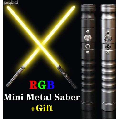 Pqbd Mini Lightsaber RGB Color Change Heavy Dueling Sound Laser Sword Cosplay Toy FX Force Blaster LED Lock-Up Light Saber Gift