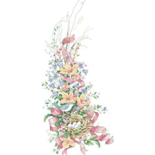 Flower and bird nest cross stitch package bloom 18ct 14ct 11ct cloth cotton thread embroidery DIY handmade needlework