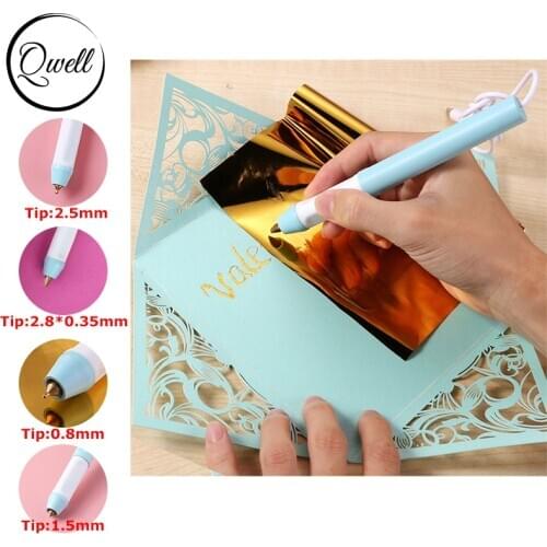 QWELL Different Tip Heat Foil Pen USB Powered Slim Handle Heat-resistant For DIY Handwritten Calligraphy Greeting Cards 2020 New