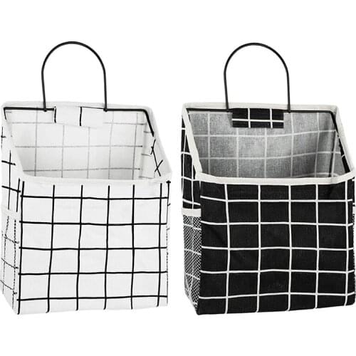 2Pcs Wall Hanging Storage Bag,Waterproof over the Door Closet Organizer with Metal Frame, Stylish Hanging Pocket Linen