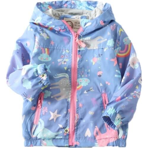 2020 New Unicorn Rainbow Jackets Baby Girls Coats Hooded Kids Windbreaker Jacket Spring Autumn Outerwear For Children Coat