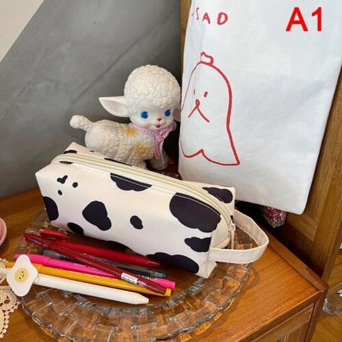 New Cow Print Pencil Case Bag Storage Pouch Simple Stationery Bag Holder