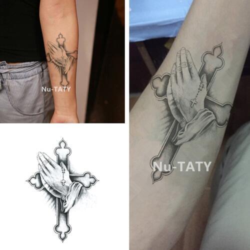 Nu-TATY Cross temporary tattoo sticker,15*21cm Flash Tattoo Stickers, Waterproof Fake Tatoo Henna Wall Sticker tools