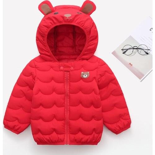 Baby Girl Clothes New Winter Warm Down Jackets for Boys Newborn Baby Cartoon Print Cute Bear Hoodied Coat Toddler Kids Outerwear