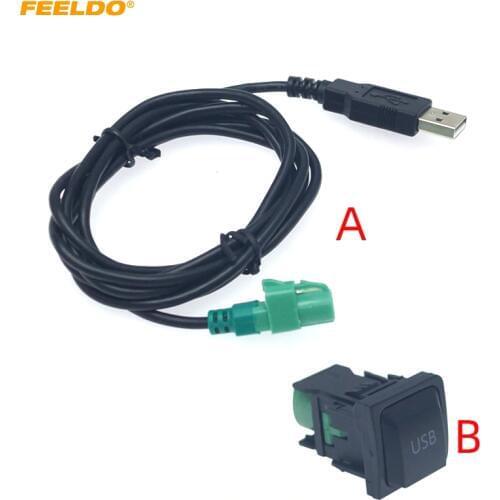 FEELDO 5Set Car Radio CD Player 145cm USB Audio Cable Adapter With Switch Button for Volkswagen USB Wire Cable #MX6221