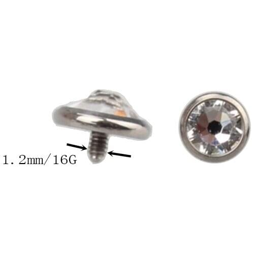 10Pcs Titanium Skin Diver Dermal Anchor Tops Clean Cubic Zirconia Surface Piercing DIY Body Piercing Attachments 3/4/5/6mm