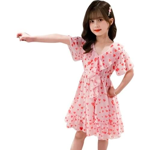 Dresses For Girls Heart Pattern Girl Child Dress 2021 Child Dress Summer Costumes For Girls 6 8 10 12 14