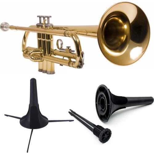 Portable Foldable Trumpet Tripod Holder Stand Metal Brass Leg Instrument Accessories Musical Instrument Accessory Black Plastic