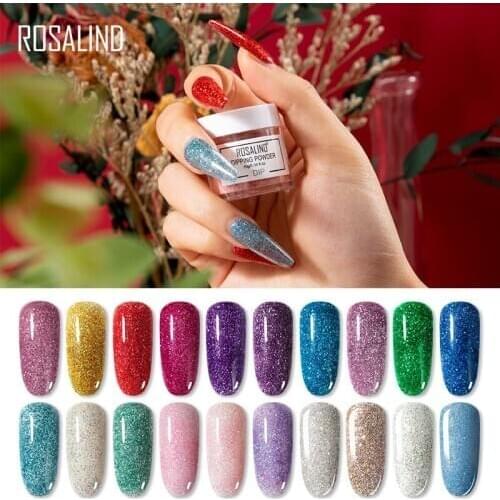 ROSALIND Glitter Infiltration Nail Powder 18 Colors Long-wearing Nail Art Sequins Harmless Free Lamp Nail Dipping Powder TSLM2