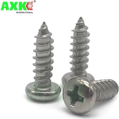 AXK M1.4 M1.7 M2 M2.2 M2.6 M3 M3.5 M4 M5 M6 Small 304 stainless steel Cross Phillips Pan Round Head Self tapping Screw