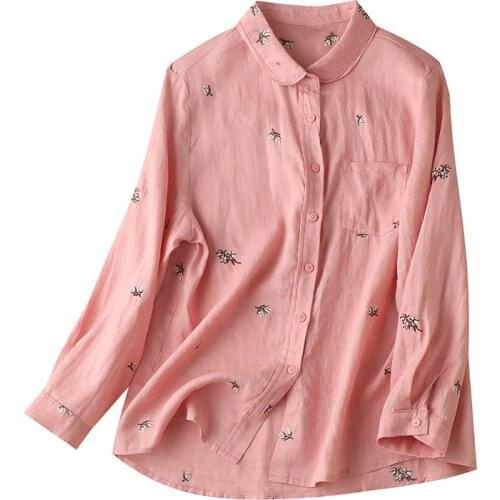 Женские льняные рубашки Shuchan China At AliExpress