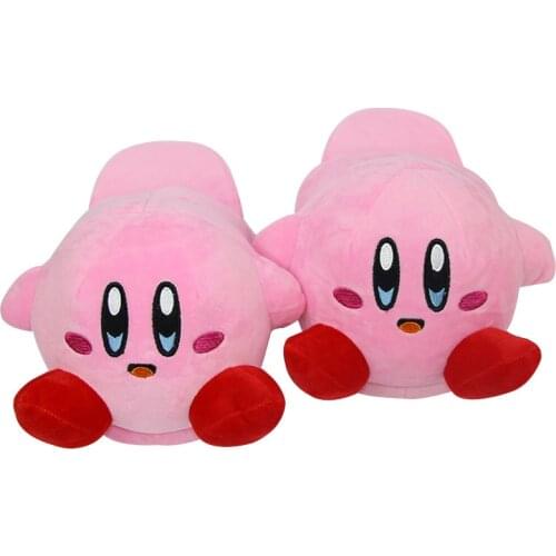 28cm Kawaii Plush Cartoon Classic Anime Game Kirby Stuffed Toys Comfortable Decompression Slippers Indoor Home Gifts For Girls
