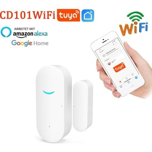 Tuya smart home window door sensor Smart Life APP with alexa compatible door sensor tuya sensor alarm-alarm system for home