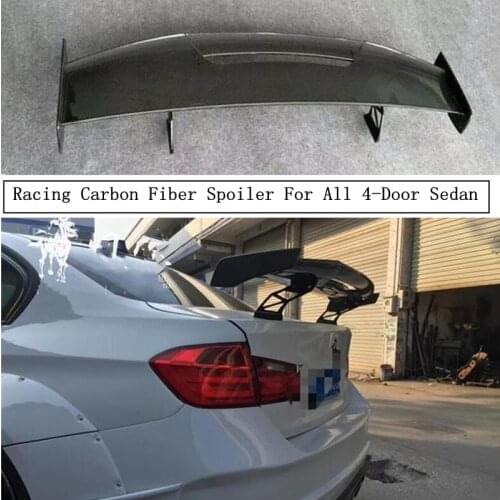 Racing Carbon Fiber Spoiler Suitable Installation All 4-Door Sedan Wing Splitters Screw Fixation Auto Accessories