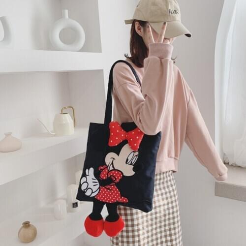 Disney Mickey mouse shoulder bag female new handbag large-capacity soft Messenger bag canves tote shopping bag