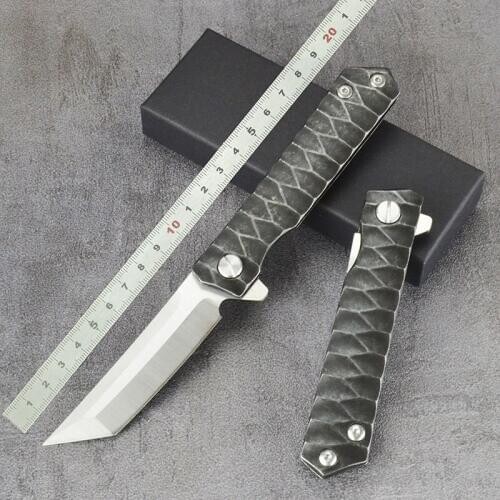 Free shipping D2 high quality steel ball bearing tactical knife survival Japanese style tanto sharp blade hunting folding knife