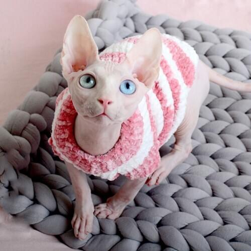 Cat Clothes Winter Warm Handmade Soft Cats Knitted Sweater Jumper Sphynx Cat Hoodies Pullover Sphinx Kitten Clothes Cat Supplies
