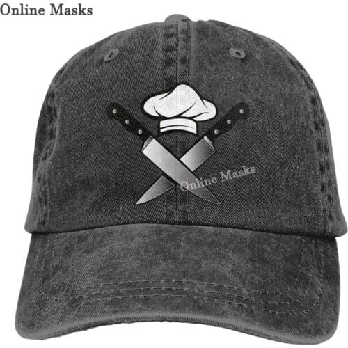 Unisex Skull-Chef Cooking Skull Vintage Jeans Adjustable Baseball Cap Cotton Denim Dad Hat Baseball Caps Unisex Hip Hop