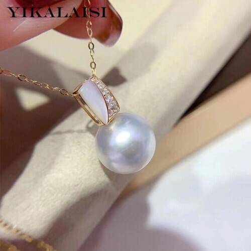 YIKALAISI 925 Sterling Silver Necklaces Jewelry For Women 9-10mm Round Natural Freshwater Pearl Pendants New Arrivals Wholesales