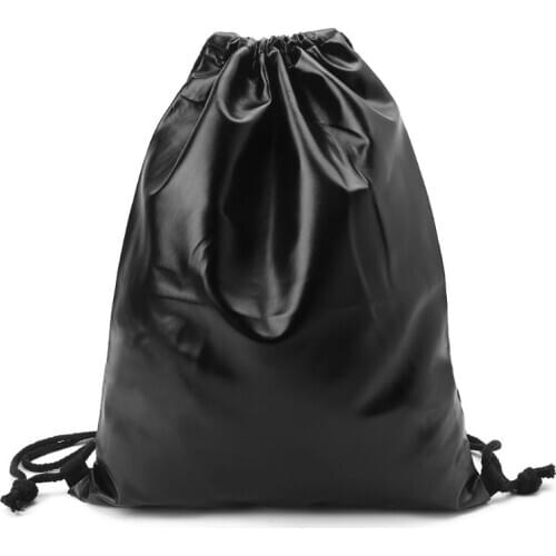 Waterproof Drawstring Backpack Bag PU Leather Women Sport Gym Sack Cinch Bags