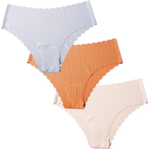 Ruffle Wavy Edge Briefs Women Sexy Solid Lingerie Temptation Low-Waist Panties Ice Silk Seamless Thread Shape Underwear 2021