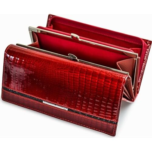 Women Genuine Leather Purse Brand Alligator Pattern Ladies Long Wallets and Purses Real Leather Money Bag with Coin Card Holder