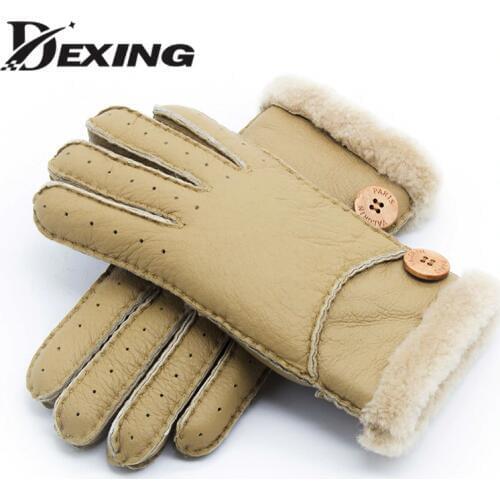Real Sheepskin Gloves Winter Thick Gloves Women Fur Mitten ladies Warm Outdoor Genuine leather Gloves Girls windproof gloves