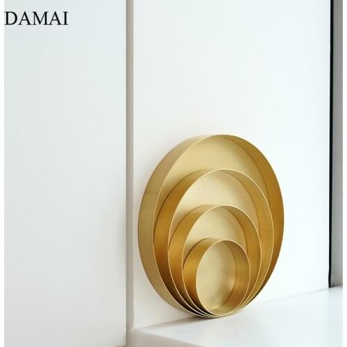 Golden Brass Storage Trays Decorative Nordic Modern Cosmetic Skincare Tray Tea Set Coffee Cup Mat Cake Dessert Plates Home Decor