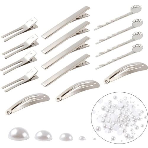 1 Set DIY Hair Accessories with Hair Clip Finding and ABS Plastic Imitation Pearl Cabochons jewelry Decor Accessories