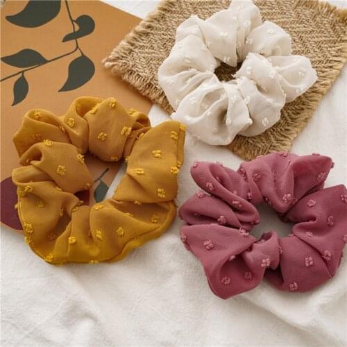 1PC Seersucker Hair Scrunchie Elastic Hair Tie Bands Solid Color Women Girls Headwear Ponytail Holder Hair Accessories Gift