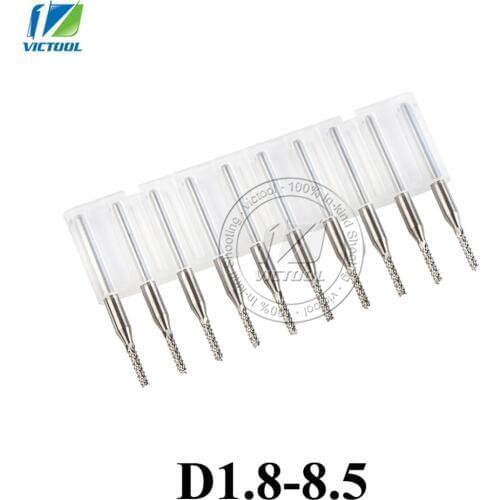 10pcs/lot D1.8*8.5MM Carbide PCB End Milling Cutter, Precision Machining CNC Free Shipping Milling Tools Cutting Bits