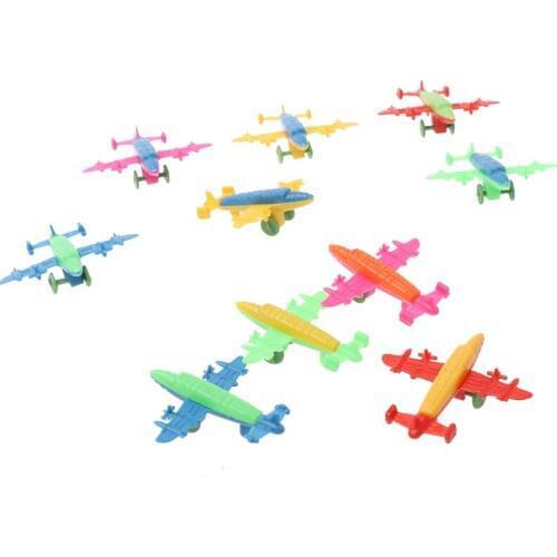 10 Pcs Mini Plastic Bomber Plane Fighter Aircraft Model Toy Military Gifts Kids Y4QA