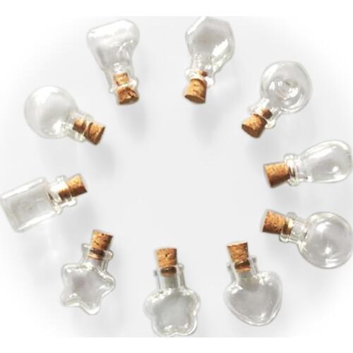 10 pcs Mixed Small Glass Bottles With Corks DIY Mini Jars Gifts Vials Lovely Little Pendants Bottles