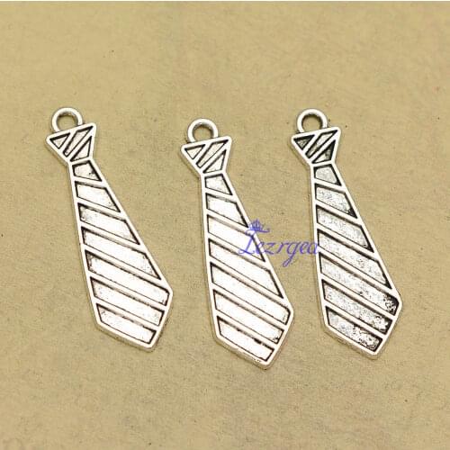 40pcs/lot--30x9mm, Antique silver plated necktie tie charms,DIY supplies,Jewelry accessories
