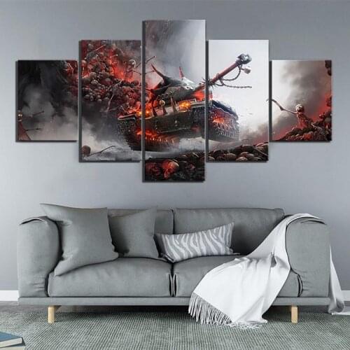 5 Pieces World Of Tanks Prints Painting Wall Art Hd Canvas Poster Modular Modern Pictures For Living Room Home Decor