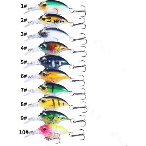 6CM 6.2G New Crankbait Wobblers Lure High Quality Hooks 10 Different Colors Artificial Bait Hard Fishing Cranks