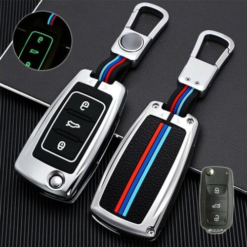 Luminous Alloy Smart Car Key Fob Case Cover Bag For Volkswagen Golf GTI R32 Jetta Polo Beetle Protector Keychain Accessories
