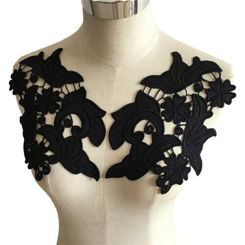New arrive Black Velvet Hollow Collar Applique African Lace Fabric Sewing Clothing Craft Supplies Decorative Clothes Accessories