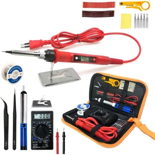 80W Digital Electric Soldering Iron 220V 110V Temperature Adjustable LCD Solder Welding Iron Tool Kit Professional Tin Welder