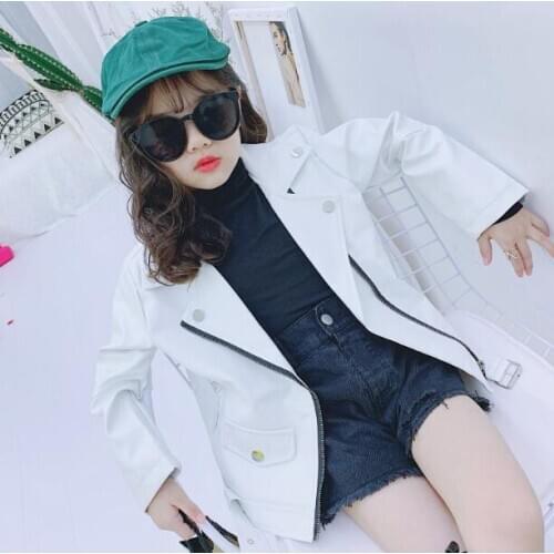 Autumn Spring white girls boys leather coat full sleeve kids jacket 2-7 years Children Clothes