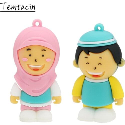 USB Flash Drive Muslim Style Cartoon Character Pendrive 8GB16GB 32GB 64GB 128GB 256GB Memory Pen Drive Memoria USB Stick Gadgets