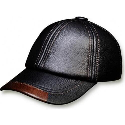 Leather Cap Male Adjustable Visor Hat Autumn Winter Warm Hats Middle-aged and Old-aged Youth Men Recreational Sports Caps H6935