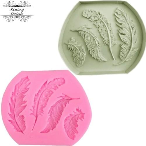 DIY beautiful feather shape silica gel mold soft candy mold cake decoration tool Chocolate Mold