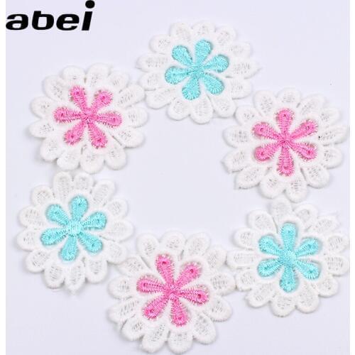53mm 10pcs/lot Wholesale Various Soluble Flower Appliques Lace Fabric Patch for Garments Curtain Home Decoration